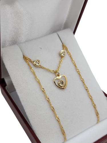 Delicado Corazoncito Con Collar Ideal P/ San Valentin + Aros