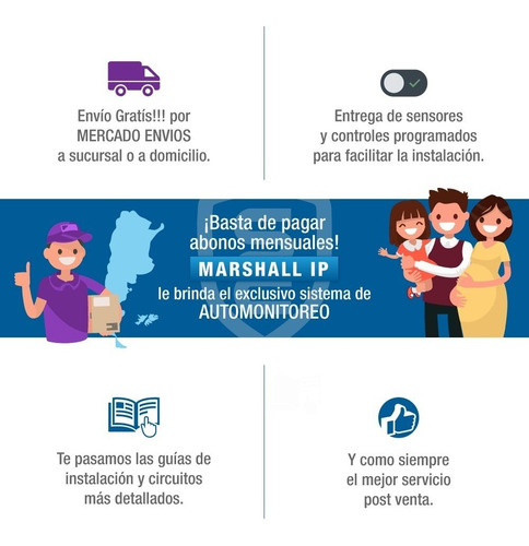 Kit Alarma Marshall 3 Wifi Inalambrica Domiciliaria 6 Cuotas