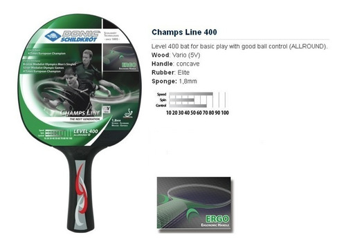 Imagen 3 de 6 de Paleta De Ping Pong Donic Champs 400 Ittf - Olivos