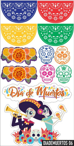 Decoracion Dia De Muertos Viniles Reutilizables A Color M06