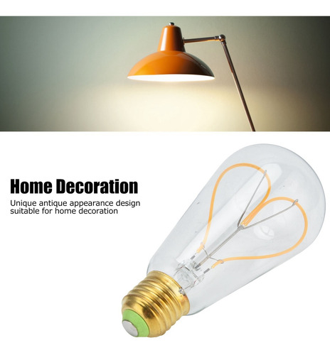 Bombilla Love Peach Con Filamento Led Transparente En Forma
