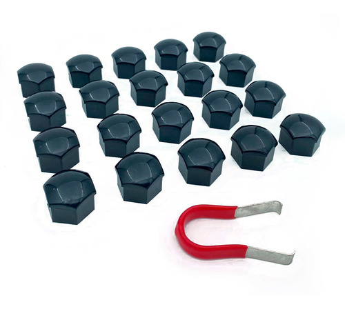 20 Embellecedores Capuchón Negro Hex 17 + Llave Extractor