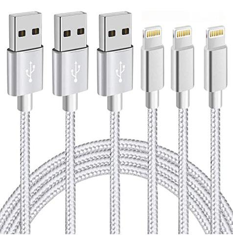 iPhone Charger Lightning Cable 3pack 6ft Nylon Braided Usb C