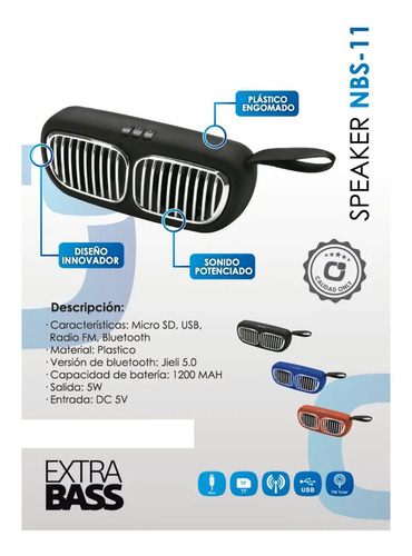 Parlante Portátil Bluetooth Inalámbrico Only Nbs-11