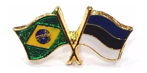 Bótom Pim Broche Bandeira Brasil X Estônia Folheado A Ouro