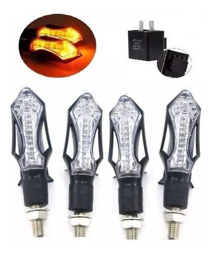 Pisca Seta Led Cg 150 125 Esportiva Moto Kit 4 Peças