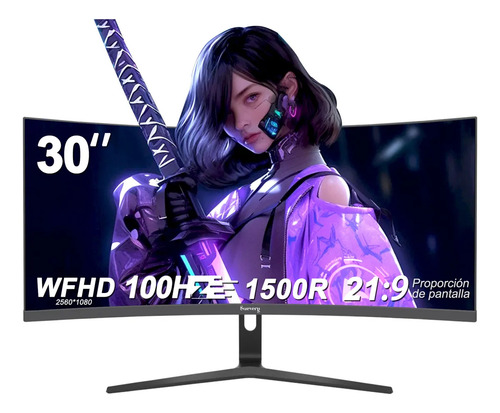 Monitor Gamer Curvo Suevery 30 2k Wfhd 2560x1080p 100hz Ultrawide 21:9 1500r Va Freesync Hdmi Displayport Bajo Retardo Ideal Para Juegos, Oficina, Diseño Y Streaming