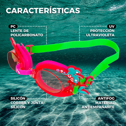 Goggles De Natación Infantil Con Ajuste De Neopreno Hanop 12005 Junior Rosa