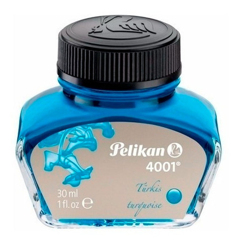 Vidro De Tinta Pelikan 4001 Tinteiro 30ml Escolha A Cor Cor Da Tinta Azul-turquesa Cor Do Exterior 30 Ml