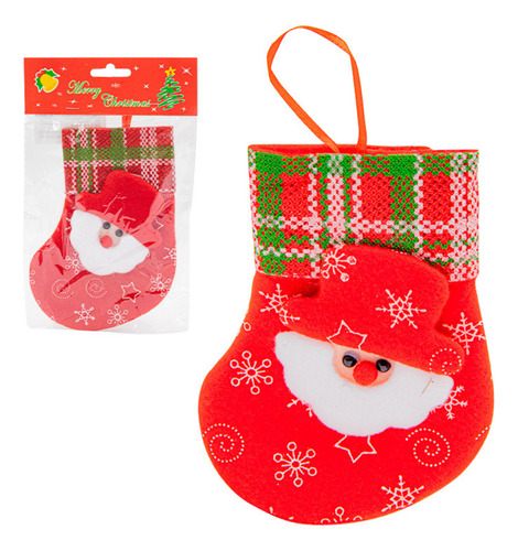 Bota Plush Enfeite Natal Decoração Natalina Rosto Papai Noel