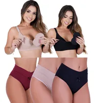 Comprar Kit 2 Sutiã Amamentação 3 Calcinha Alta Pós Parto Aperta 