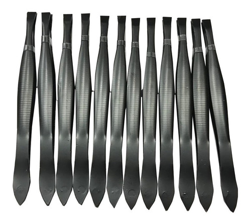 Imagen 2 de 5 de Pack 12 Pinzas De La Ceja Negras Profesional De La Belleza