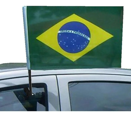 Bandera país Brasil verde, armarrilo y azul Buono Importadora Carro de 0.3m x 21cm pack por 2