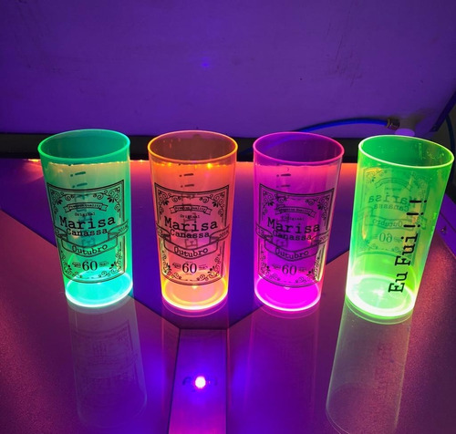 Imagem 1 de 8 de 100 Copos Longdrink 320ml Neon Personalizados Frent/verso