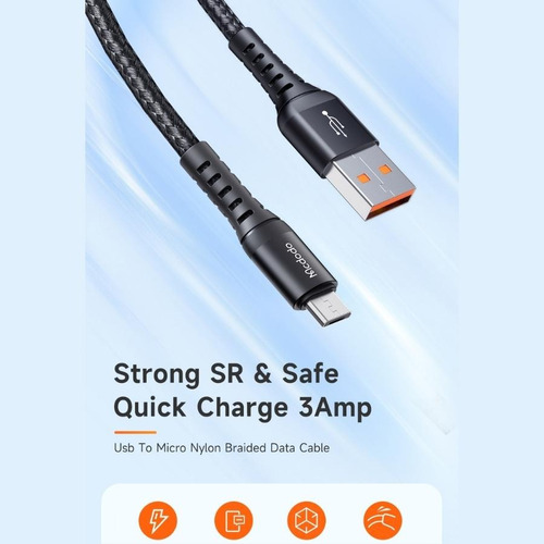 Cable Micro Usb De Carga Y Transmisión 1m Negro