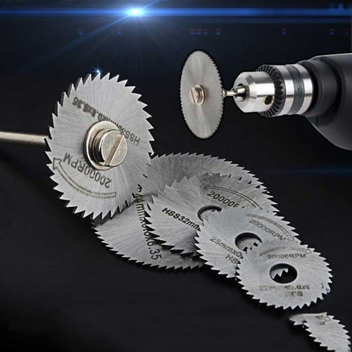 Imagen 4 de 6 de Mototool Taladro Kit Mini Sierras X 7 Hss Acero + Mandril