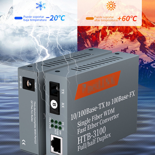 Convertidores Fibra Óptica Medios 10/100 Ethernet 25km 1 Par
