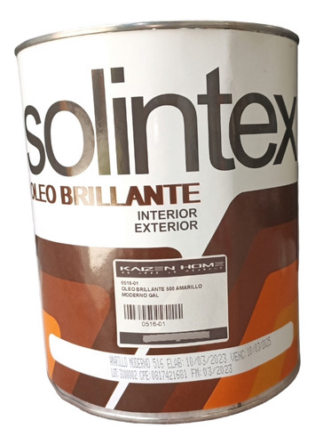 Pintura Esmalte Solintex Brillante Amarillo Moderno Galón 