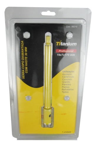 Serra Copo Diamantada 19mm Com Haste Encaixe 3/8pol Titanium