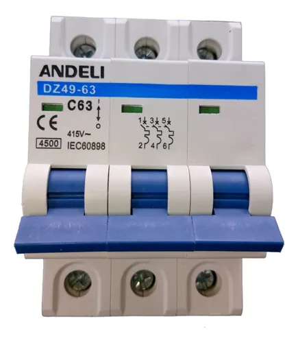 comprar Breaker Trifásico 3x63 Amp Termomagnético Dz49-63 Andeli
