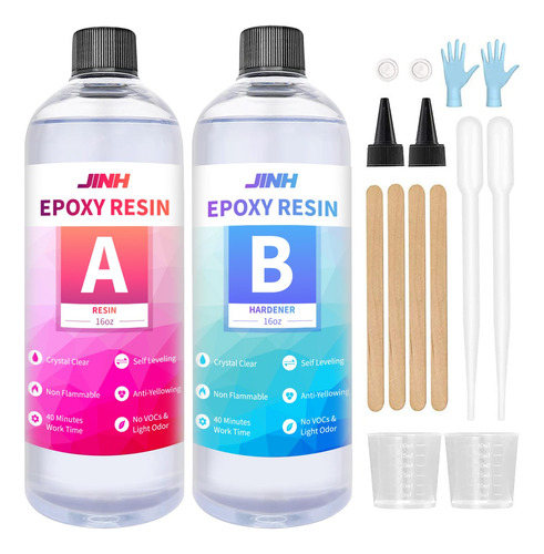 Resina Epoxi De 32 Oz, Resina Epoxi Transparente De Sec...