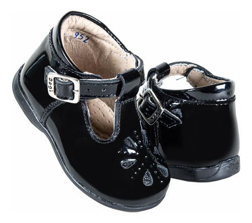 Zapato Bebé Dogi 8703 Piel Charol Negro Con Arco 11 Al 12.5