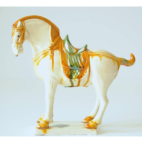 Yuyi Un Caballo De Porcelana Blanca, Decoración Oriental Par