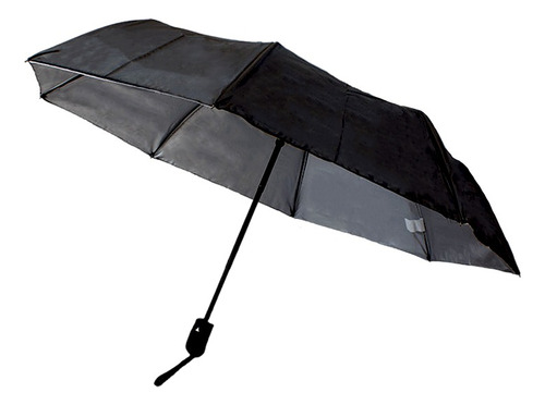 Paraguas Semiautomático De Bolsillo Negro Elegante 6pzs Diseño De La Tela Liso