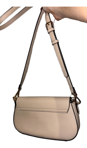 Cartera Guess Original Circle Logo Nude Mini Nude Liso Saffiano Con Logo Metálico Circular Dorado Nude
