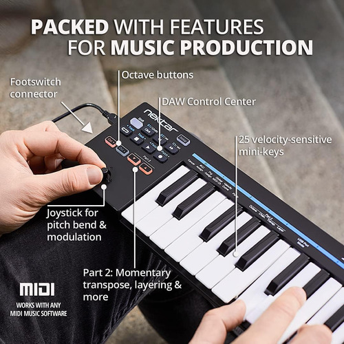 Nektar Impact Gx Mini Usb Midi Controller, 25 Teclas