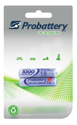 Pilas Recargable Aaa Probattery 1000 Mah. - Pack X 2 Unid.