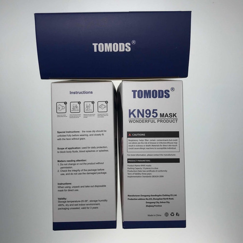 Cubrebocas Kn95 Tomods Mascarillas Certificados Caja 10 Pzs Color Bordó