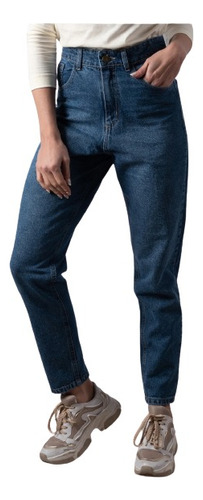 Jeans Mom Rigido Clasico Azul - Ultimos!