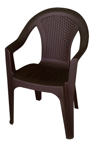 Silla Resina Marron Monobloque Sim/ Ratan Jardin Ischi Italy