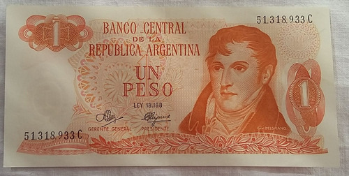 Billete 1 Peso Argentina Belgrano Serie C 