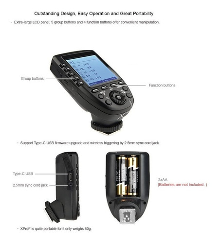 Controlador De Disparador Inalámbrico Fesjoy Xpro-f Ttl