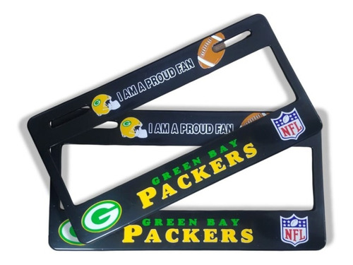 Juego Porta Placas Ancho Decorado Green Bay Packers 2pz