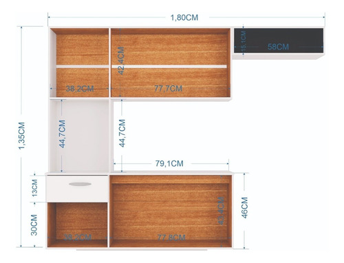 Imagen 3 de 3 de Cocina Superior 6 Puertas Compacto Isis Blanco