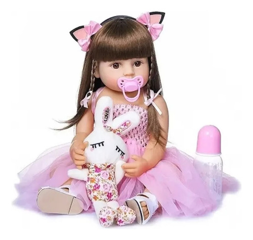 Muñeca Reborn Silicona Realista Lavable 55cm Niñas