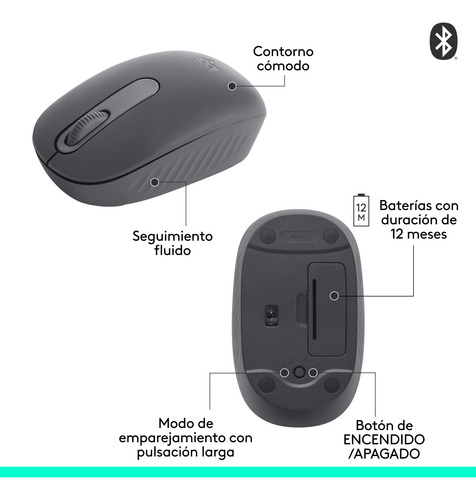 Mouse Inalámbrico Bluetooth Logitech M196 Grafito