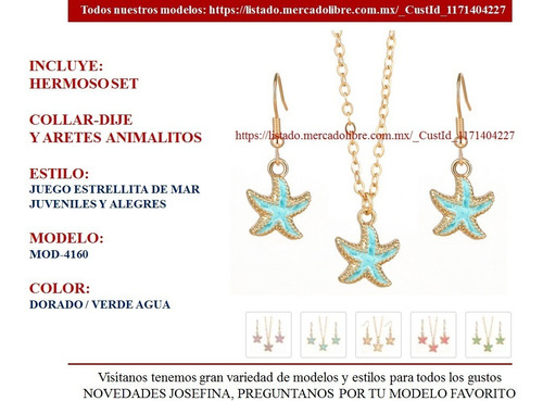 Set 4160) Joyería Conjunto Dije Aretes Estrella Dorado Lila