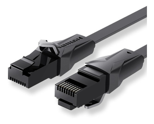 Cable de red Vention Cat6 Certificado - 1.5 metros Plano ultra fino y liviano  - Premium Patch cord - UTP Rj45 Ethernet 10gbps - 250 Mhz - cobre - Pc - Notebook - servidores - Negro - IBABG
