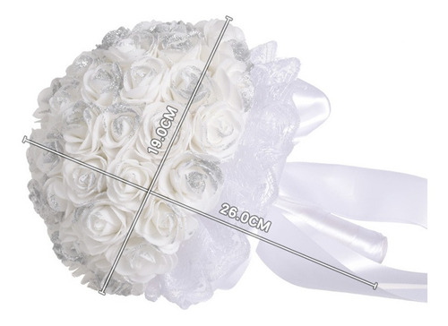 Imagen 8 de 10 de Ramo De Mano De Novia De Plástico Artificial, Rosa Blanca