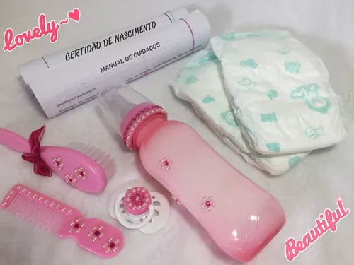 Boneca Reborn Pequena Bebê Reborn Chupeta Fralda Mamadeira