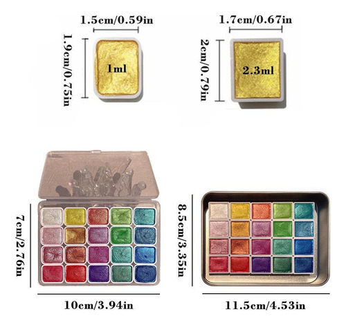 D Set Pintura Acuarela Metálica 20 Colores
