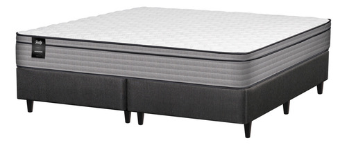 Sommier Y Colchon King (180x200)sealy Sunshine Resortes Color Gris Y Blanco