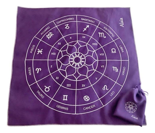 Paño De Tarot -rueda Astrológica + Bolsa Para Cartas