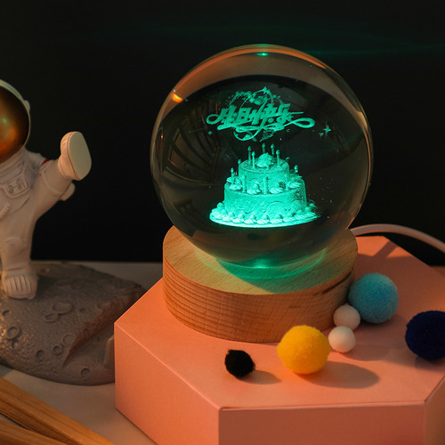 Unicornio, Bola De 6 Cm Y Base Redonda Con Luz De Color De 7