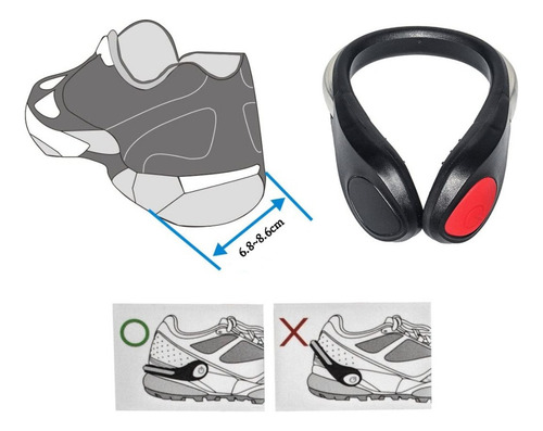 Led Intermitente Zapato Clip Luz De La Noche Correr