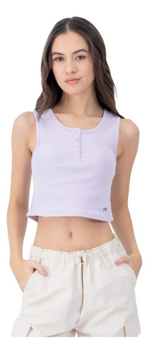 Blusa Crop Con Botones Para Dama Quarry